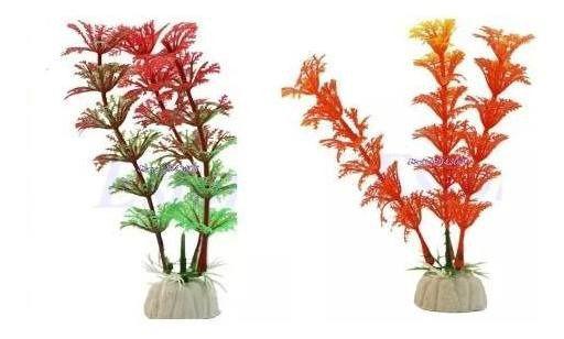 Imagem de Enfeite De Aquário Plantas Coloridas Artificiais Plásticas