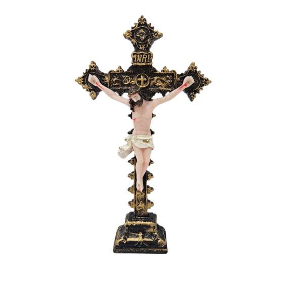 Imagem de Enfeite de Mesa - Crucifixo - Jesus Cristo 30 Cm - Decoração com Base