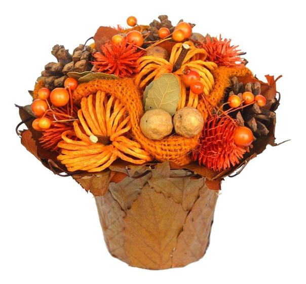 Imagem de Enfeite De Mesa De Natal - 18cm Vaso Bucólico Laranja