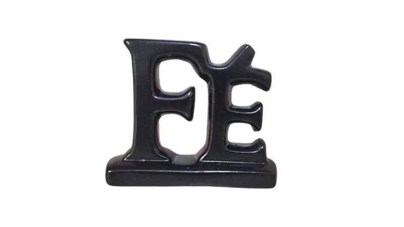 Imagem de Enfeite De Mesa Palavra Decorativa Fé De Cerâmica Cor Preto