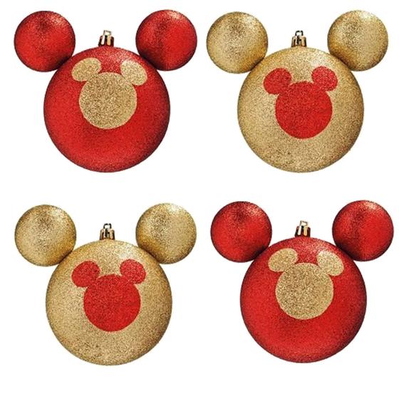 Imagem de Enfeite de Natal 4 Bolas Mickey Silhueta - Disney