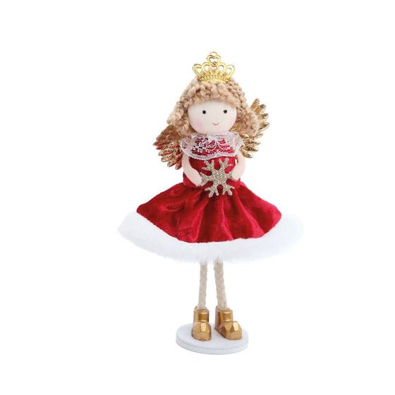 Imagem de Enfeite de Natal - Anjo Vermelho Floco de Neve - 16cm - 1 unidade - Cromus - Rizzo