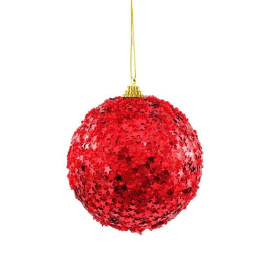 Imagem de Enfeite De Natal Bola Decorativa Vermelha Estrela 2 Unidades