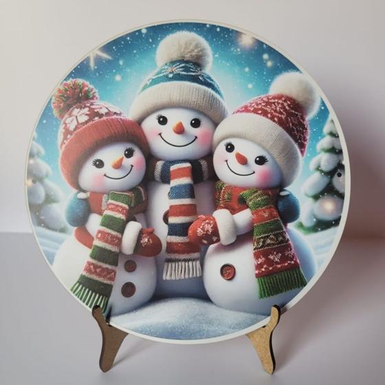 Imagem de Enfeite de Natal, Páscoa quadrinho com suporte para mesa em MDF com 20cm