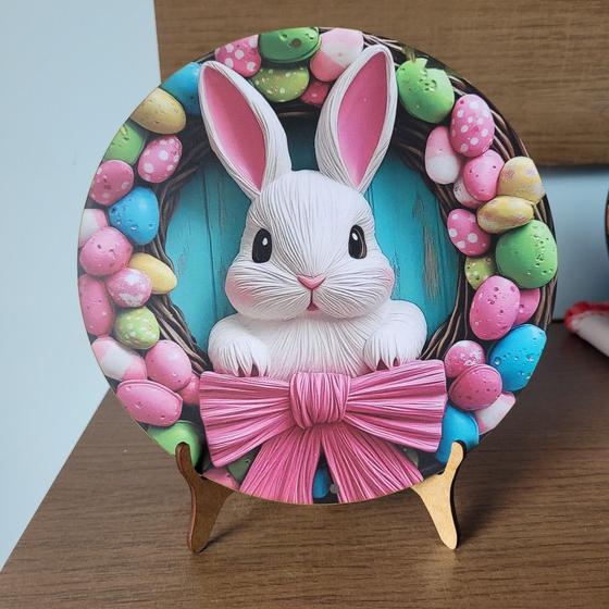 Imagem de Enfeite de Natal, Páscoa quadrinho com suporte para mesa em MDF com 20cm