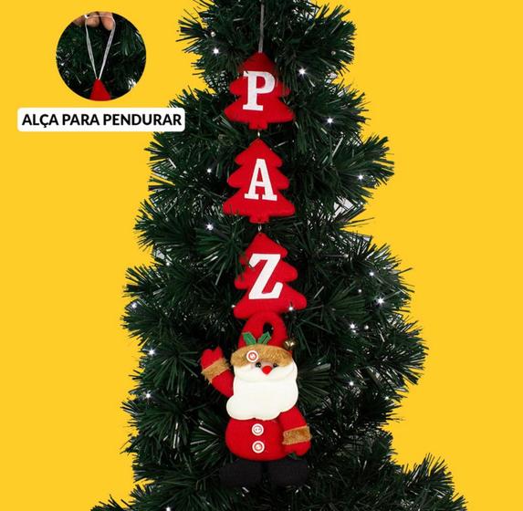 Imagem de Enfeite De Natal Pendente De Porta / Parede Palavras Amor / Paz / Saúde