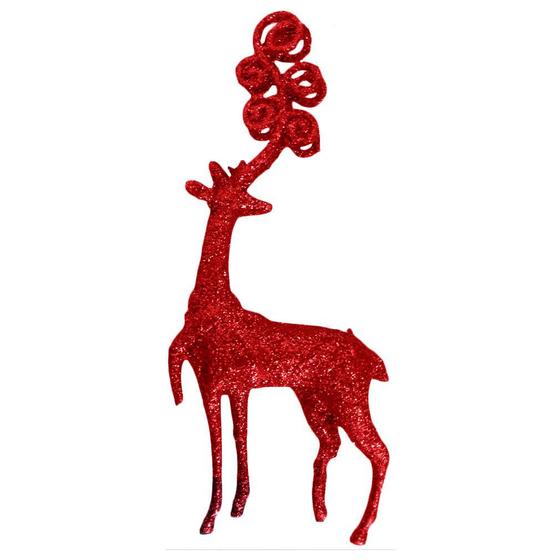 Imagem de Enfeite de Natal Rena Vermelha Glitter - 15cm