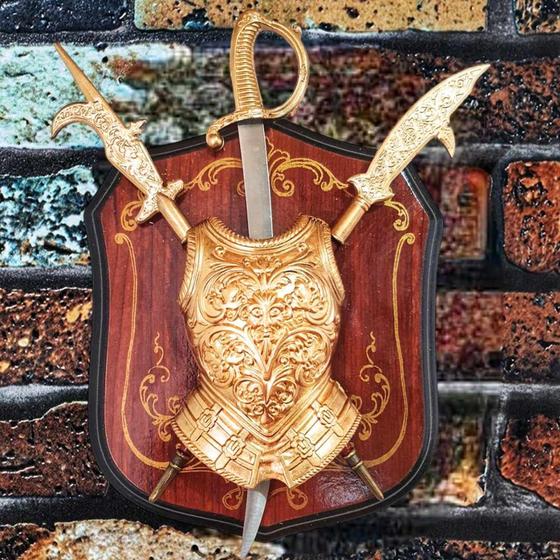 Imagem de Enfeite De Parede Medieval Espada Escudo Brasão Viking Decor