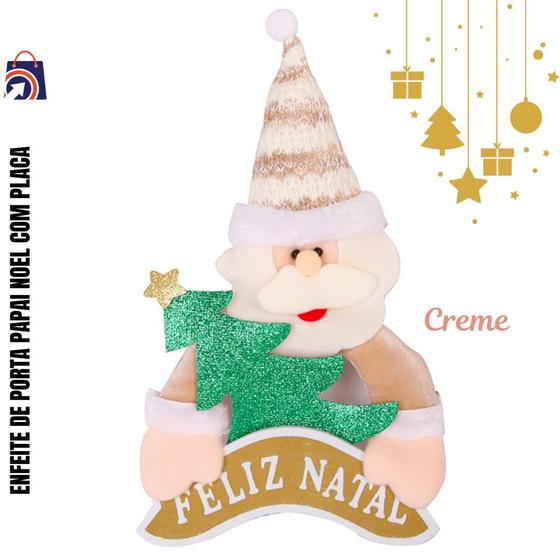 Imagem de Enfeite de Porta Rose Papai Noel Plaquinha Feliz Natal