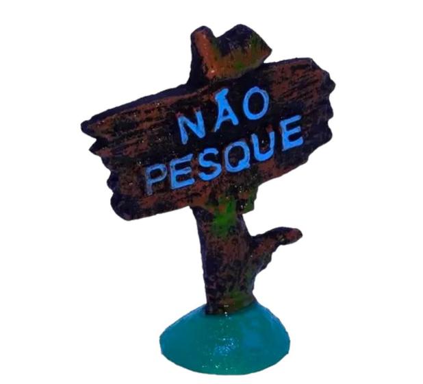 Imagem de Enfeite Decoração de Aquário Placa Não Pesque de Resina