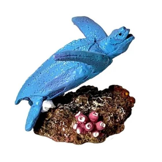 Imagem de Enfeite Decoração Oxigenador Para Aquários Tartaruga Azul Móvel