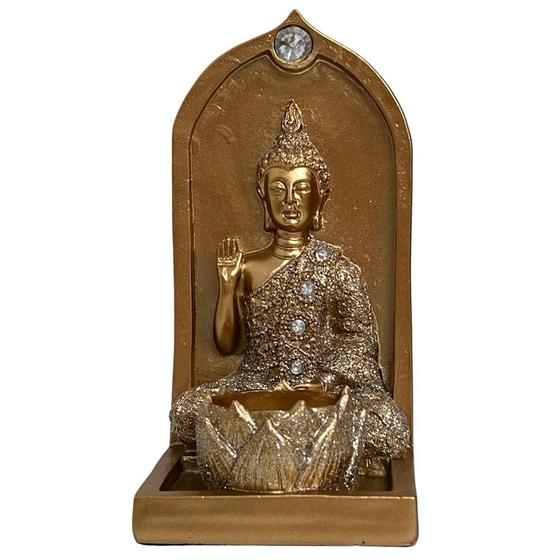 Imagem de Enfeite Decorativo de Resina Buda com Porta-Vela - Escolha entre Preto e Dourado 4388 