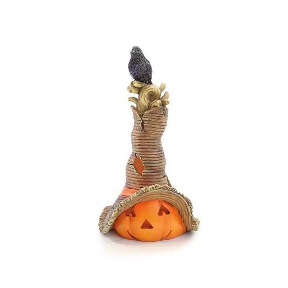 Imagem de Enfeite Decorativo Halloween - Abóbora Espantalho com LED - 19cm - 1 unidade - Cromus - Rizzo