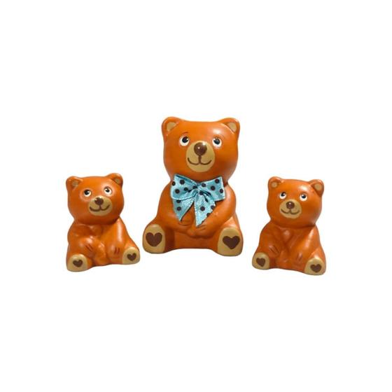 Imagem de Enfeite Decorativo Miniatura Familia Urso Ursinho 3 Peças