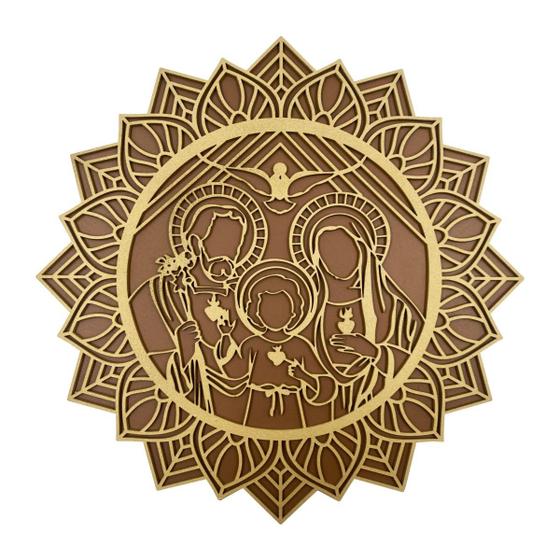 Imagem de Enfeite Decorativo Placa Quadro Mandala Mdf Sagrada Família