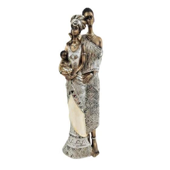 Imagem de Enfeite Estátua Família Africana 32X9X6Cm Luxo Decoração