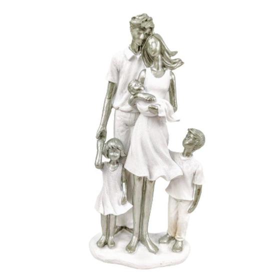 Imagem de Enfeite Estatua Familia Casal 3 Filhos 25x11x7cm Branco - Inigual