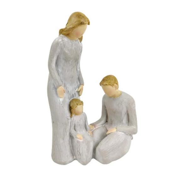 Imagem de Enfeite Estátua Família Com Filha 17X11X6Cm Cinza Barroco