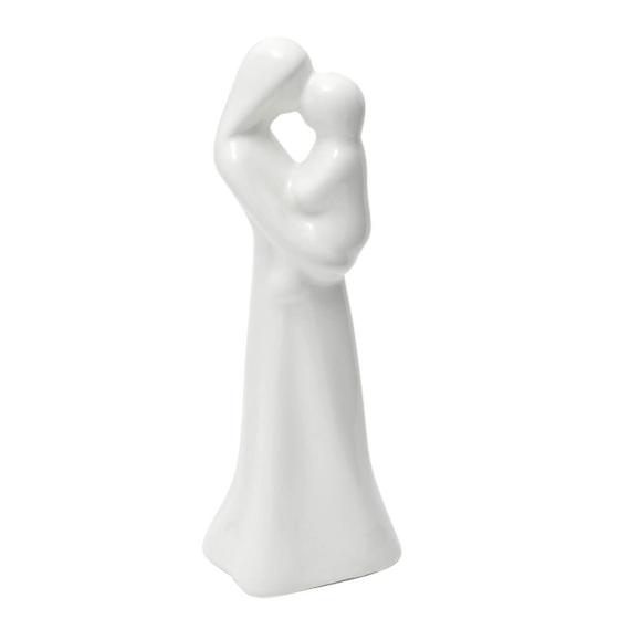 Imagem de Enfeite Estatueta Mãe e Bebê cor branco brilho 17cm