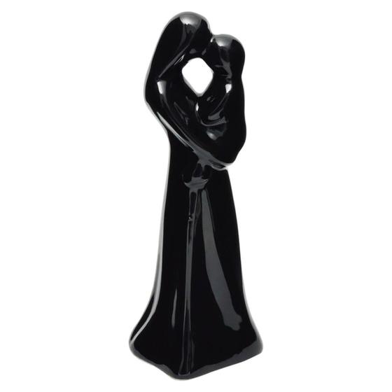 Imagem de Enfeite Estatueta Mãe E Bebê Cor Preto Brilho 17Cm