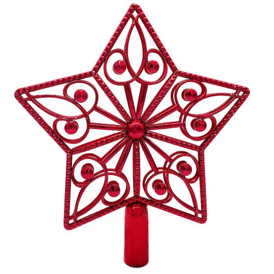 Imagem de Enfeite Estrela Aramada 24cm Vermelha Decoração De Árvore Natalina Festa Ornamentação 