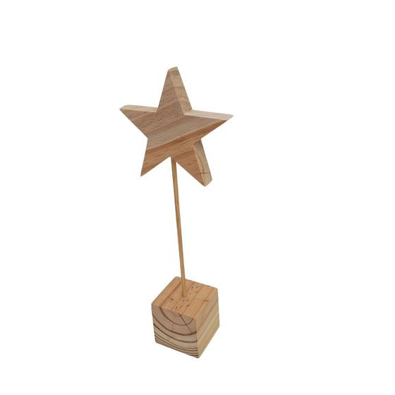 Imagem de Enfeite estrela natal c/pedestal cubo em pinus 9,5cm- Jeito Próprio Artesanato