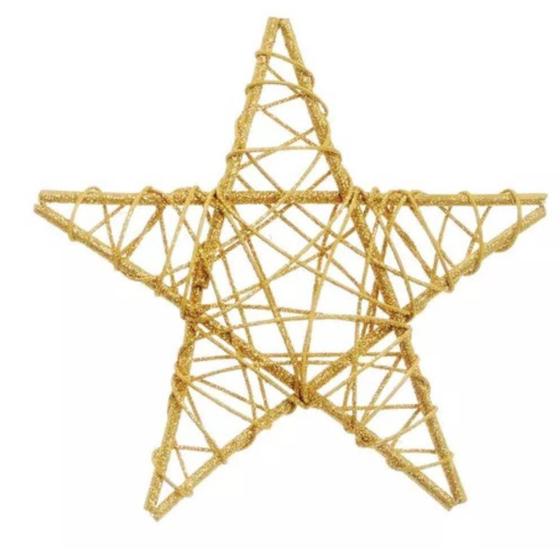 Imagem de Enfeite Estrela Rattan  30cm Ouro