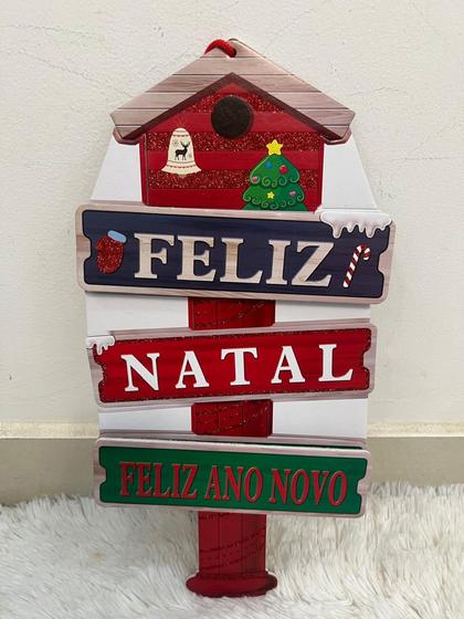 Imagem de Enfeite feliz natal e feliz ano novo 3 D de espuma de papelão para porta ou decoração