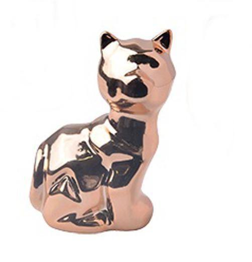 Imagem de Enfeite Gato Porcelana Metalizada - 5x8 cm