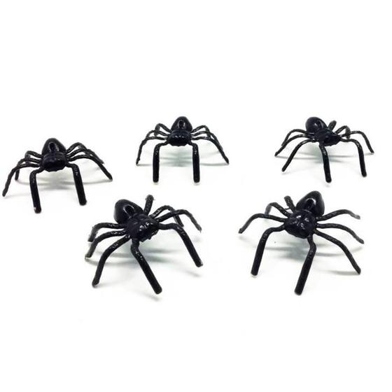 Imagem de Enfeite Halloween 50 Mini Aranhas Realista de Plástico