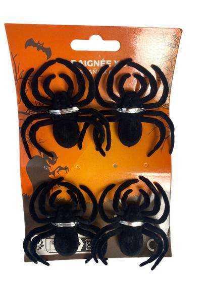 Imagem de Enfeite Halloween Aranhas pretas pelúcia 6x6cm- Kit 4un