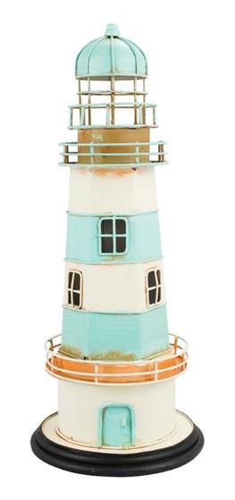 Imagem de Enfeite Miniatura Farol Azul Cofre Porta Moeda Retrô - 31cm