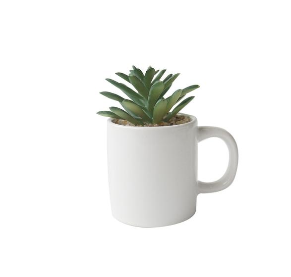Imagem de ENFEITE NA CANECA COM PLANTA ARTIFICIAL SUCULENTA 5.4 x 6cm