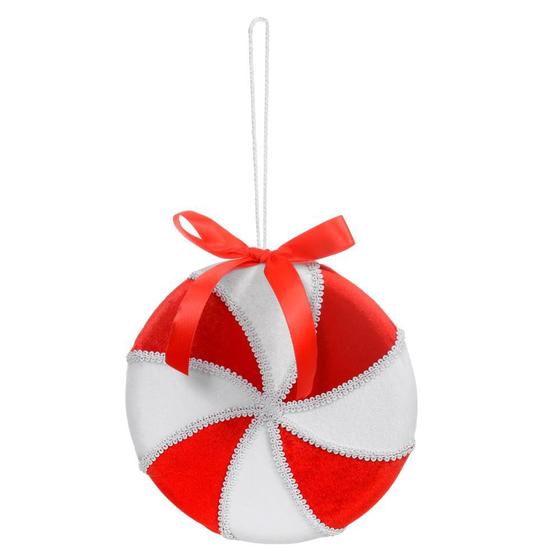 Imagem de ENFEITE NATAL BOMBOM (VERMELHO BRANCO) 14cm