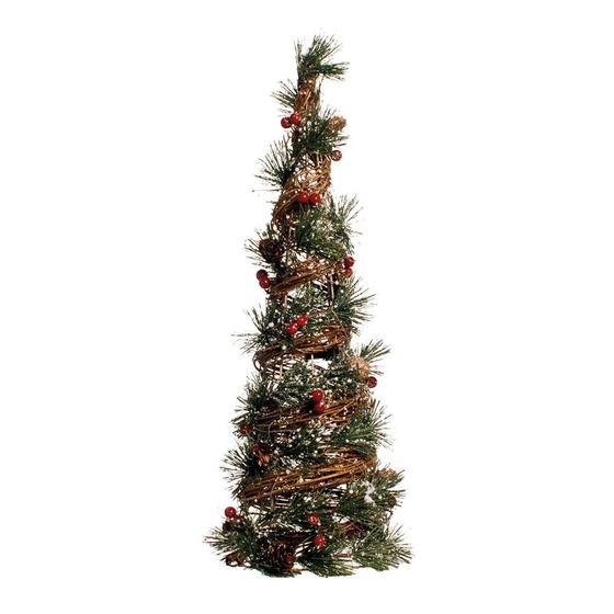 Imagem de Enfeite Natal Decorativo Cone de Rattan com Folhas 50cm 1 Pç