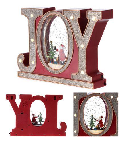 Imagem de Enfeite Natal Joy Led Luminoso Neve Papai Noel 25x5x18cm