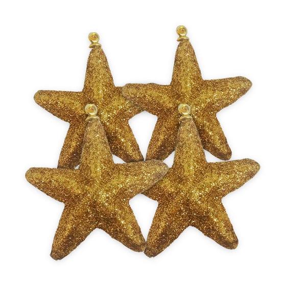 Imagem de Enfeite Natalino Estrela 7cm Dourado/Ouro c/ 4und Multiart