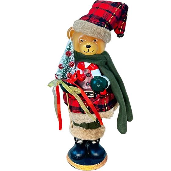 Imagem de Enfeite Natalino Urso Árvore Natal Decoração Estatueta 34cm