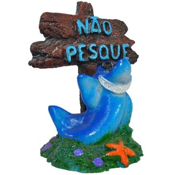 Imagem de Enfeite Para Aquários Tubarao  c/ Placa Nao Pesque J125