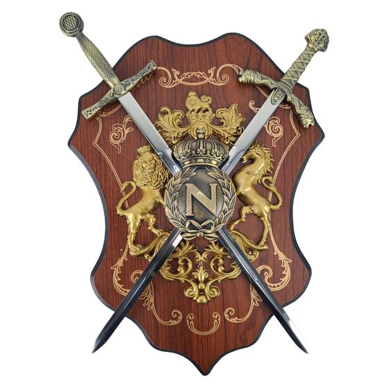 Imagem de Enfeite Parede Espada Dupla Em X Suporte De Mdf N Coroa