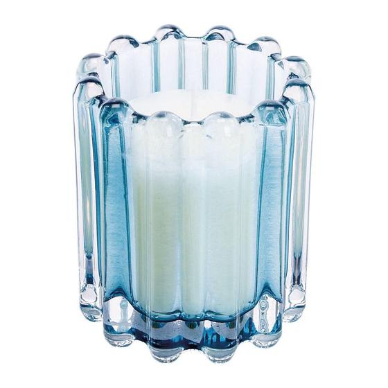 Imagem de Enfeite Pote de Vidro Modelado 8cm Azul com Vela para Decoração e Iluminar