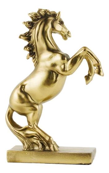 Imagem de Enfeite Resina Rack Estante Cavalo Dourado Realista -15cm