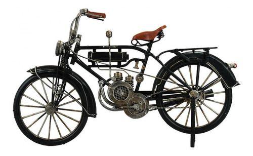 Imagem de Enfeite Retrô Miniatura Bicicleta Motorizada Preta - 32cm