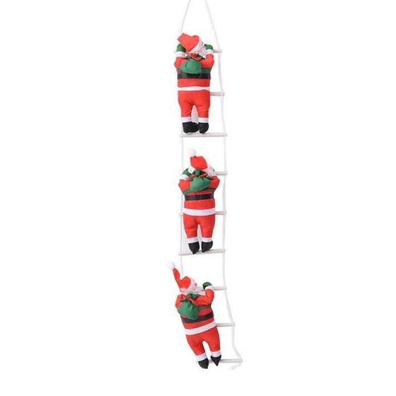 Imagem de Enfeite Triplo Papai Noel Escada Boneco Decoração de Natal Escalador Pequeno