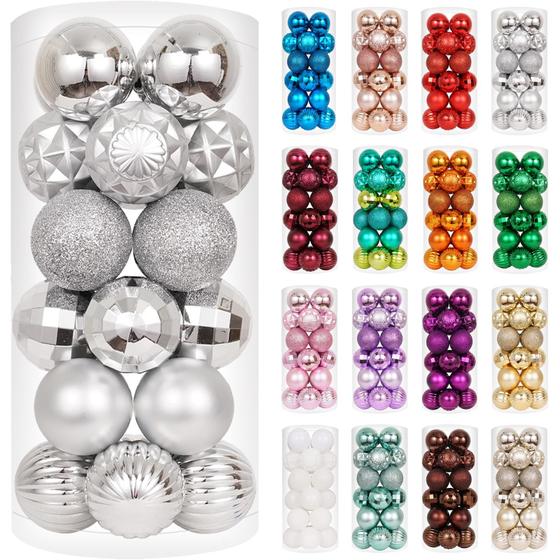 Imagem de Enfeites de Bola de Natal XmasExp - 40mm, Prata, 24 Quilates - À Prova de Estilhaços
