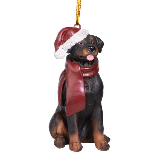 Imagem de Enfeites de Natal para Cães Rottweiler - Design de Resina Toscano