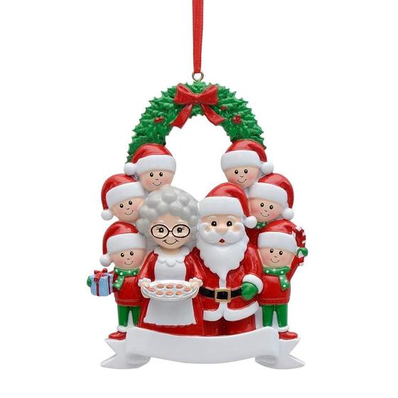 Imagem de Enfeites de Natal Personalizados - Família de 8 (Papai Noel, Mamãe Noel e 6 Elfos)