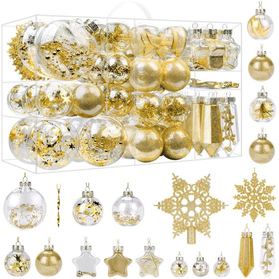 Imagem de Enfeites de Natal ShareConn - Conjunto com 86 Bolas de Plástico Transparente