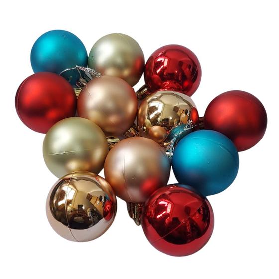 Imagem de Enfeites Decoração Kit 12 Bola Bolinhas para Arvore de Natal