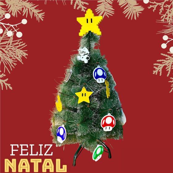 Imagem de Enfeites Natal Mario Bros - Kit Cogumelos e Estrelas